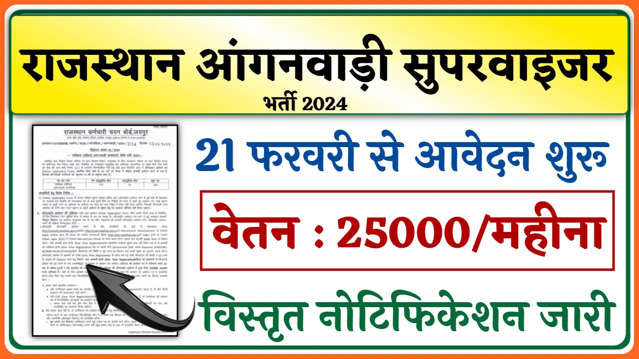 Rajasthan Anganwadi Supervisor Vacancy 2024