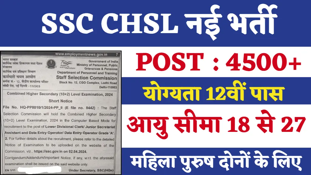 SSC CHSL Vacancy